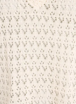 Ärmellose Bluse mit Lochstickerei und V-Ausschnitt