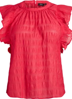 Ärmellose Bluse mit Struktur und Rüschen