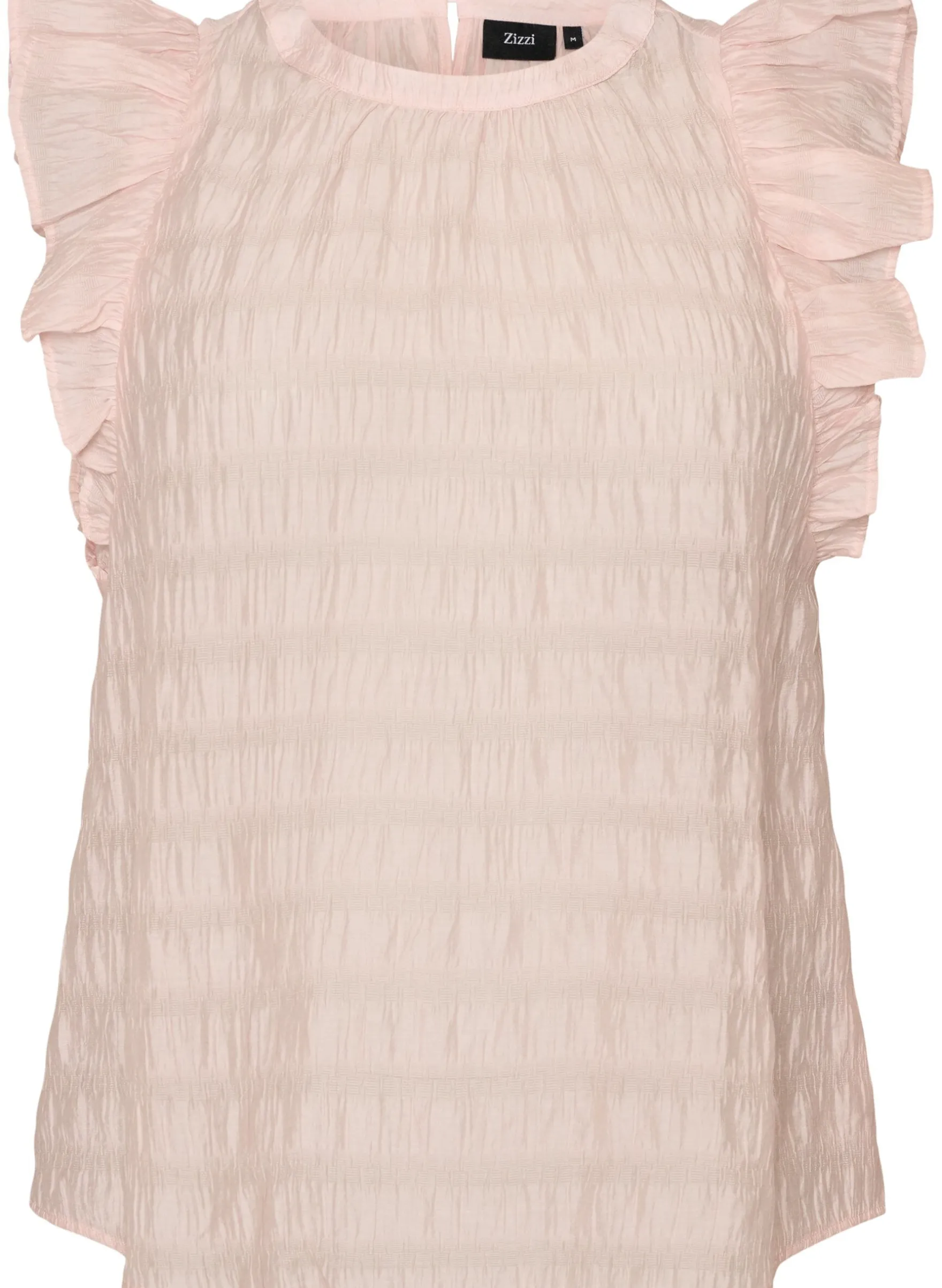 Ärmellose Bluse mit Struktur und Rüschen