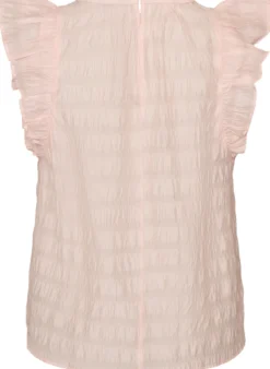 Ärmellose Bluse mit Struktur und Rüschen