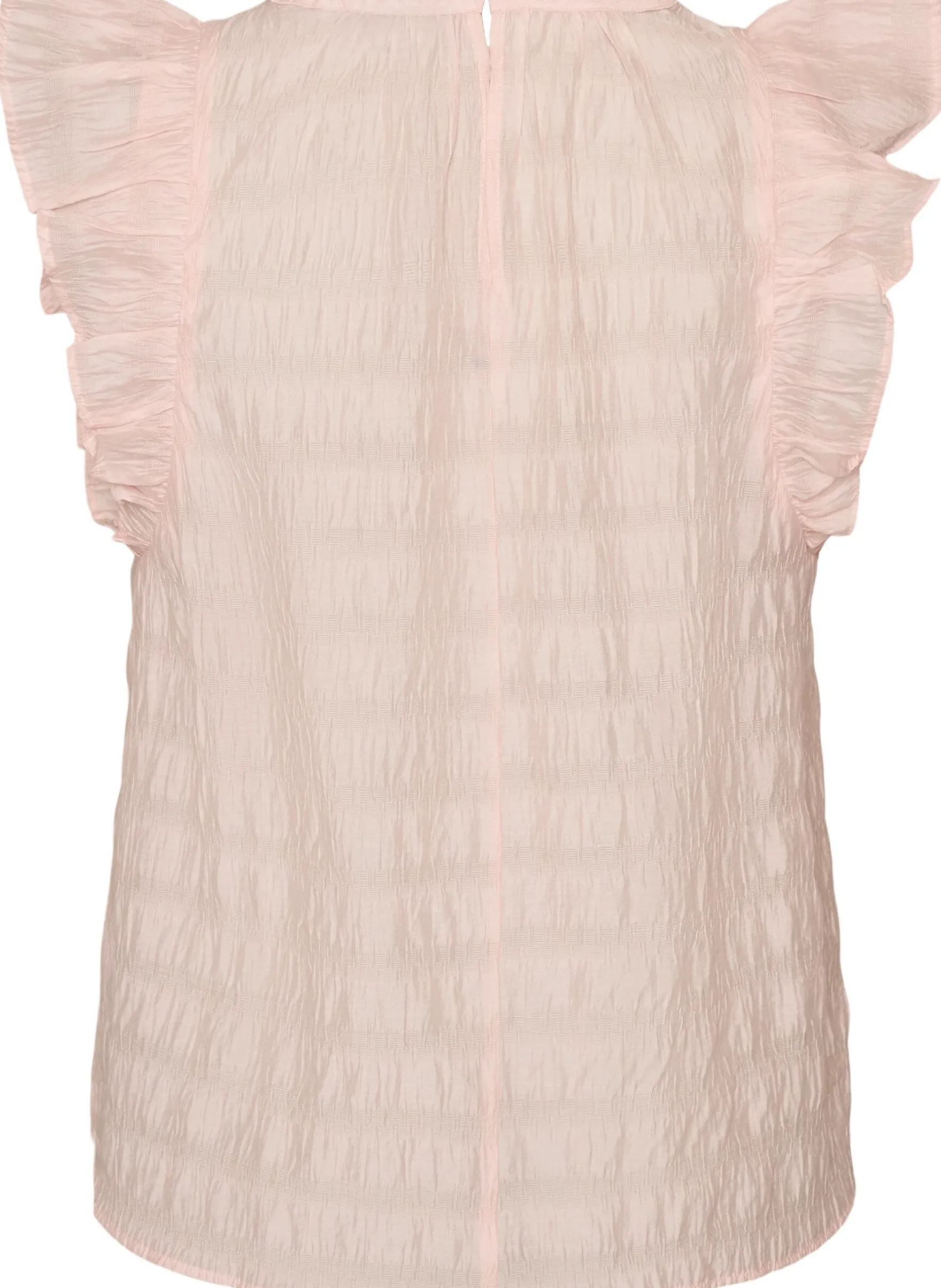 Ärmellose Bluse mit Struktur und Rüschen