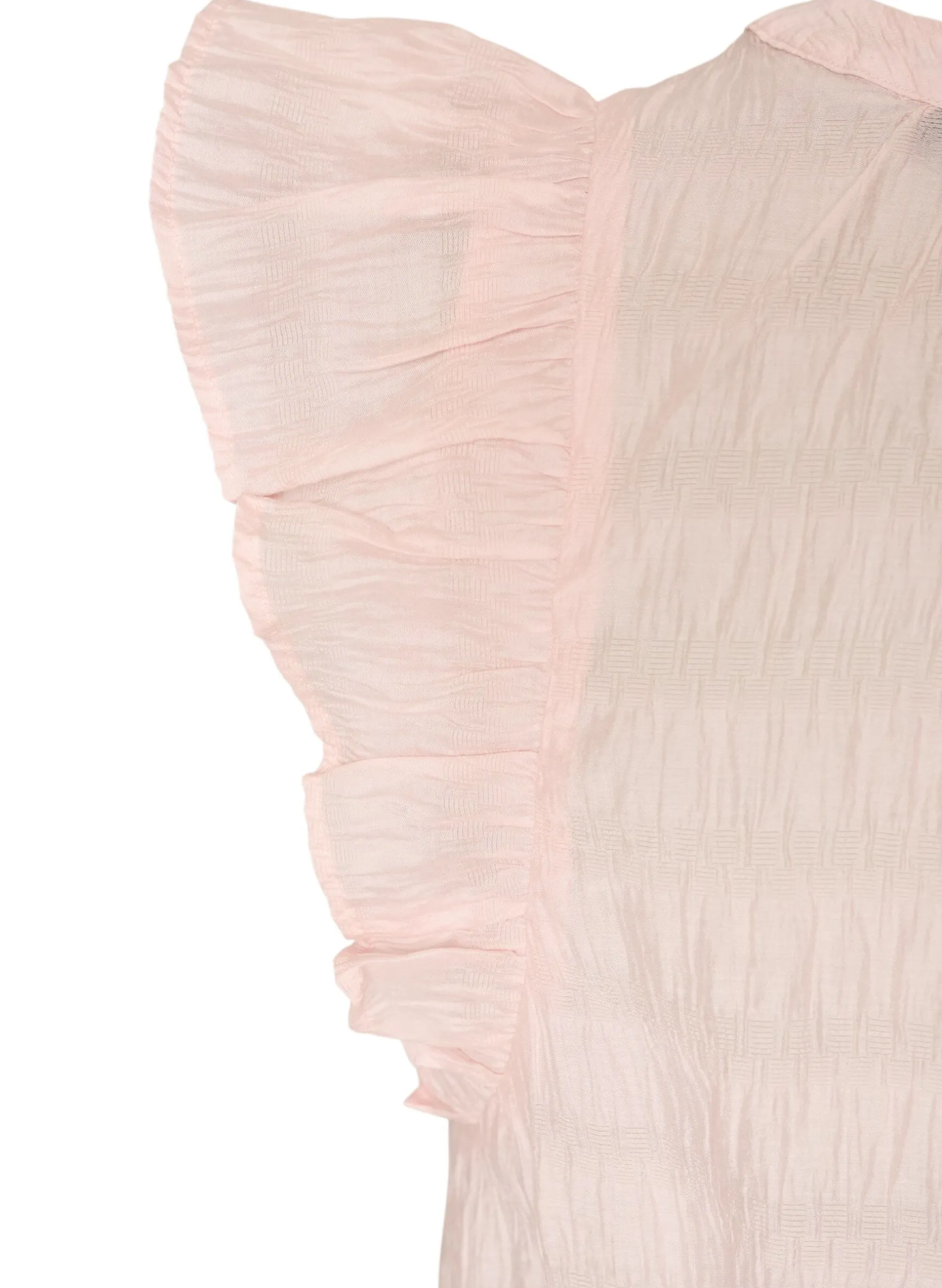 Ärmellose Bluse mit Struktur und Rüschen