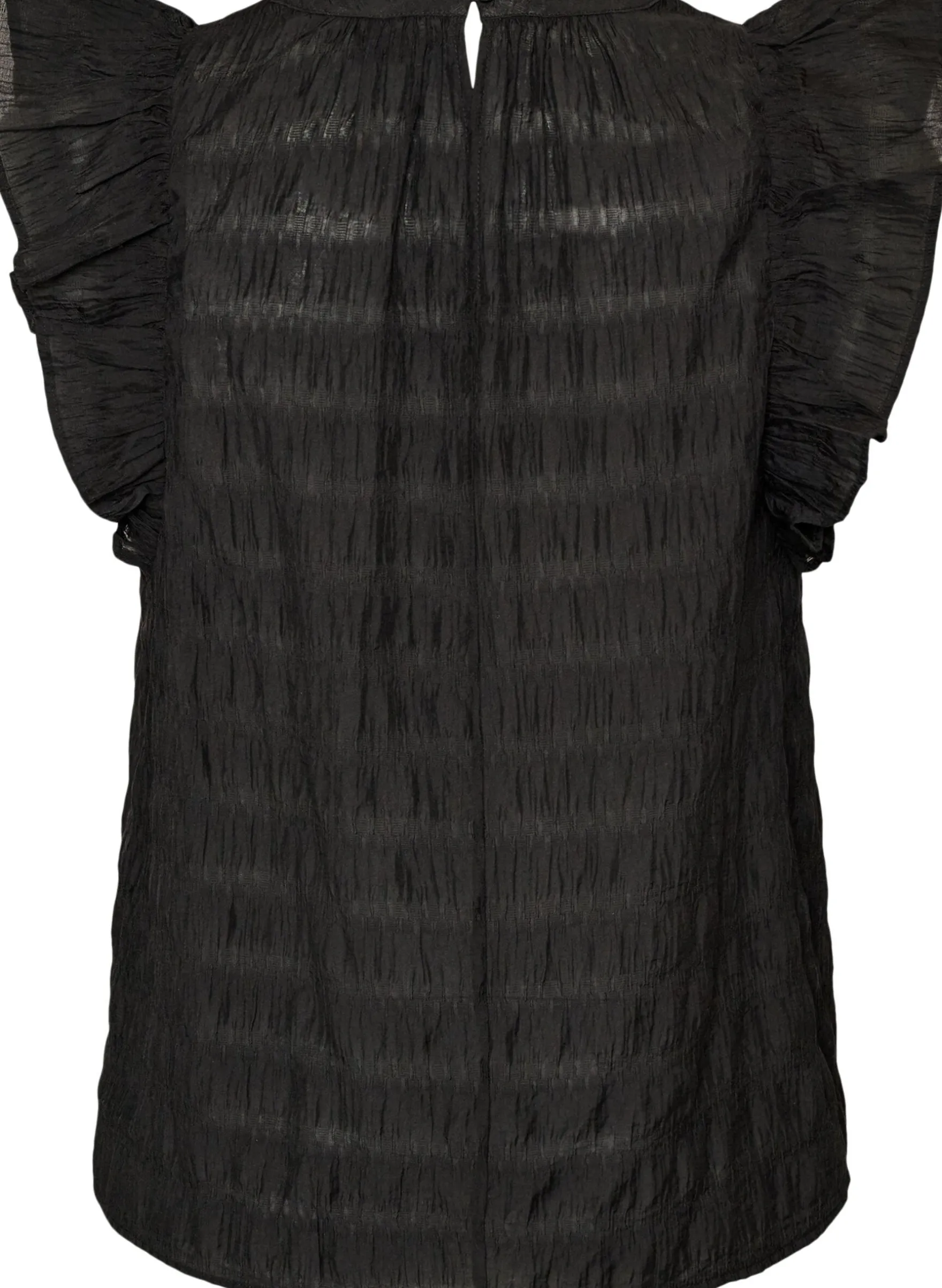 Ärmellose Bluse mit Struktur und Rüschen