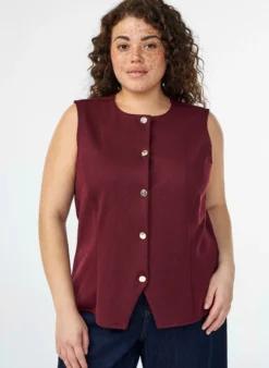 Ärmellose Bluse mit Zierknöpfen