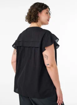 Ärmellose Hemdbluse in A-Linie aus Baumwolle