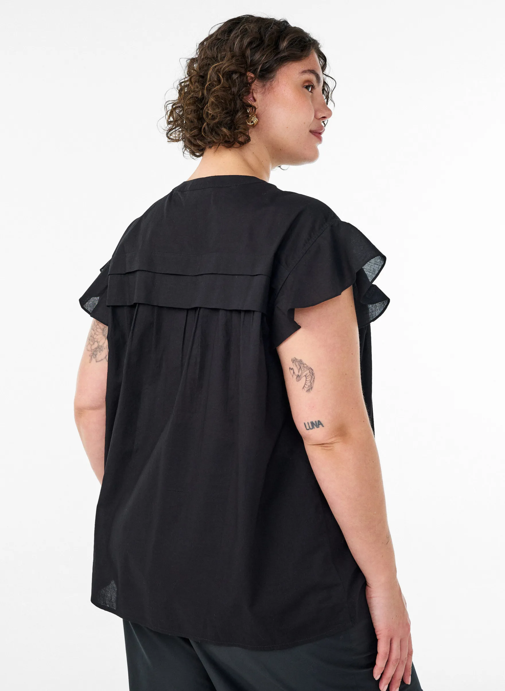 Ärmellose Hemdbluse in A-Linie aus Baumwolle