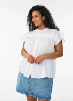 Ärmellose Hemdbluse in A-Linie aus Baumwolle
