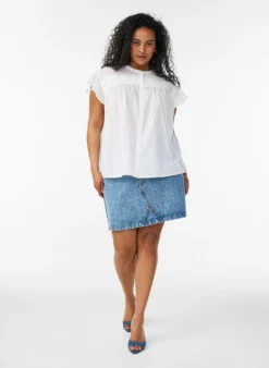 Ärmellose Hemdbluse in A-Linie aus Baumwolle