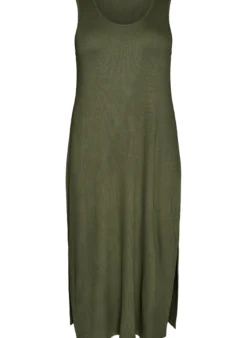 Ärmelloses geripptes Kleid aus Viskose