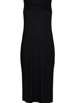 Ärmelloses geripptes Kleid aus Viskose