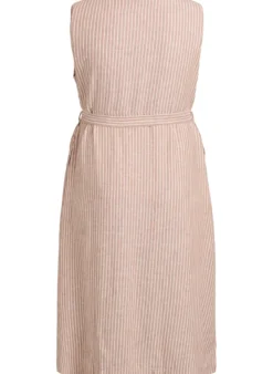 Ärmelloses gestreiftes Midikleid aus Leinen und Viskose