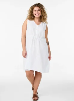 Ärmelloses Kleid aus Baumwoll-Musselin mit Bindeband