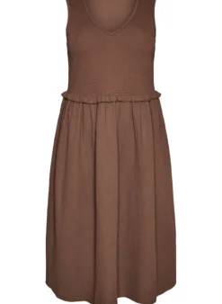 Ärmelloses Midikleid aus Baumwolle mit Ripp und Musselin