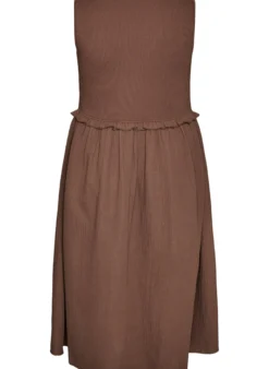 Ärmelloses Midikleid aus Baumwolle mit Ripp und Musselin