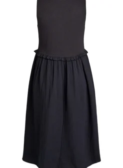 Ärmelloses Midikleid aus Baumwolle mit Ripp und Musselin