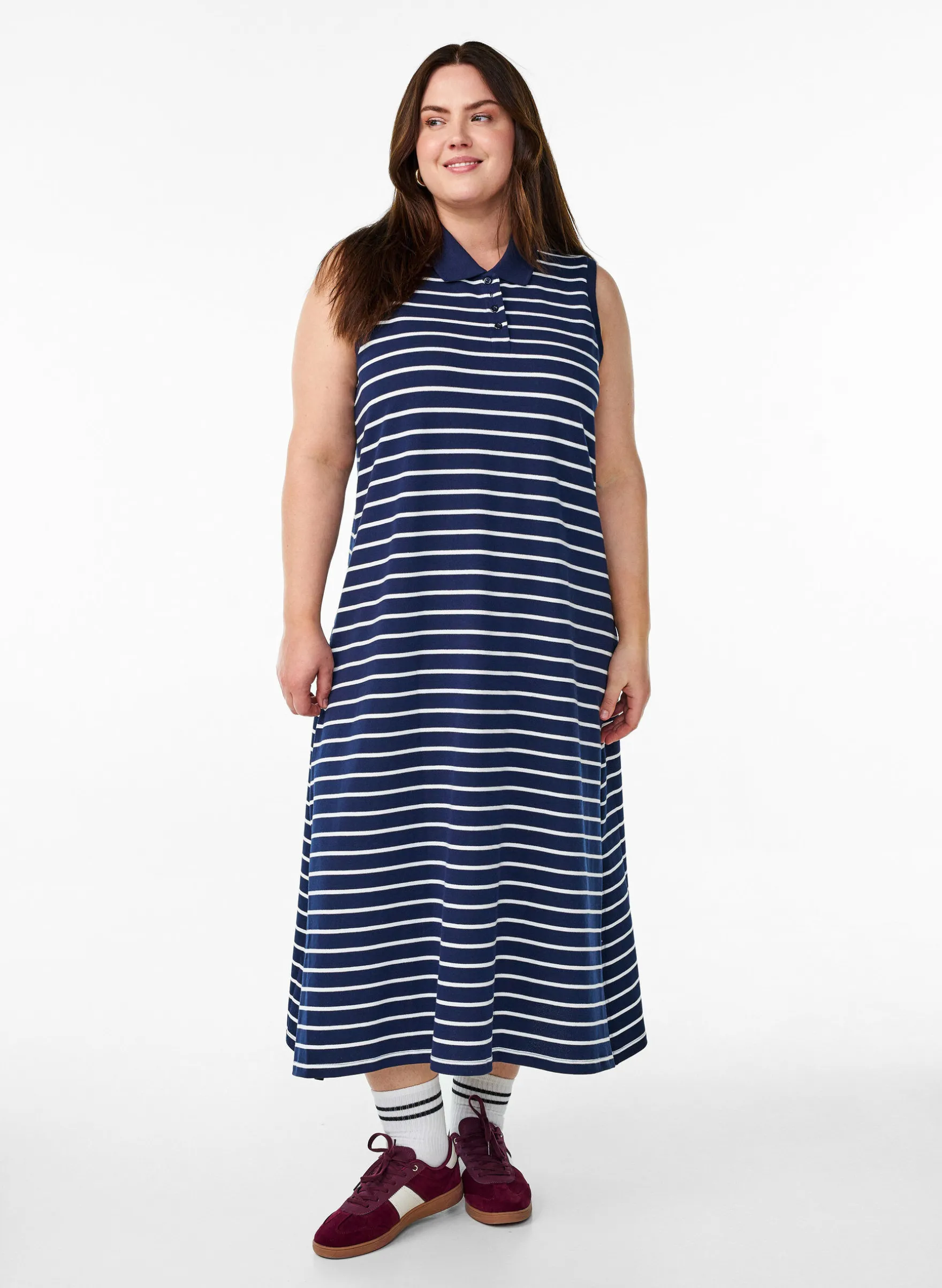 Ärmelloses Polokleid in Midi-Länge