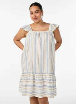 Ärmelloses Sommerkleid mit Webmuster