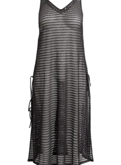 Ärmelloses Strandkleid mit Lochstickerei und Seitenschlitzen