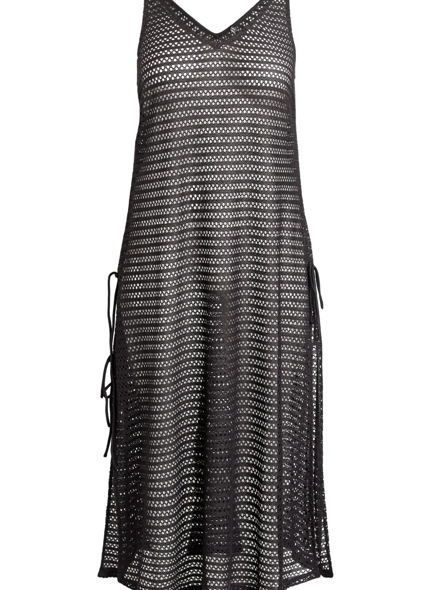 Ärmelloses Strandkleid mit Lochstickerei und Seitenschlitzen