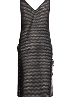 Ärmelloses Strandkleid mit Lochstickerei und Seitenschlitzen