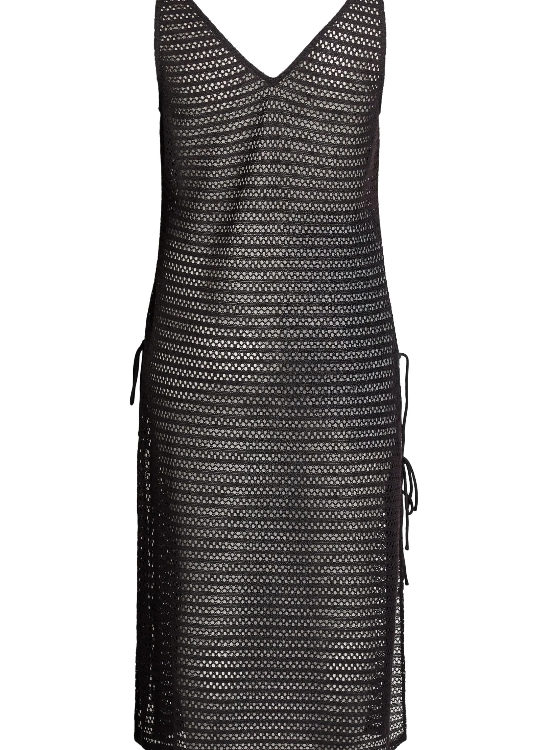 Ärmelloses Strandkleid mit Lochstickerei und Seitenschlitzen