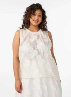 Ärmelloses Top aus Jacquard mit floraler Textur