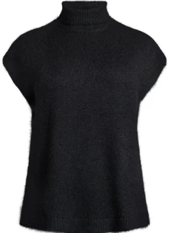 Ärmellose Strickweste mit Rollkragen