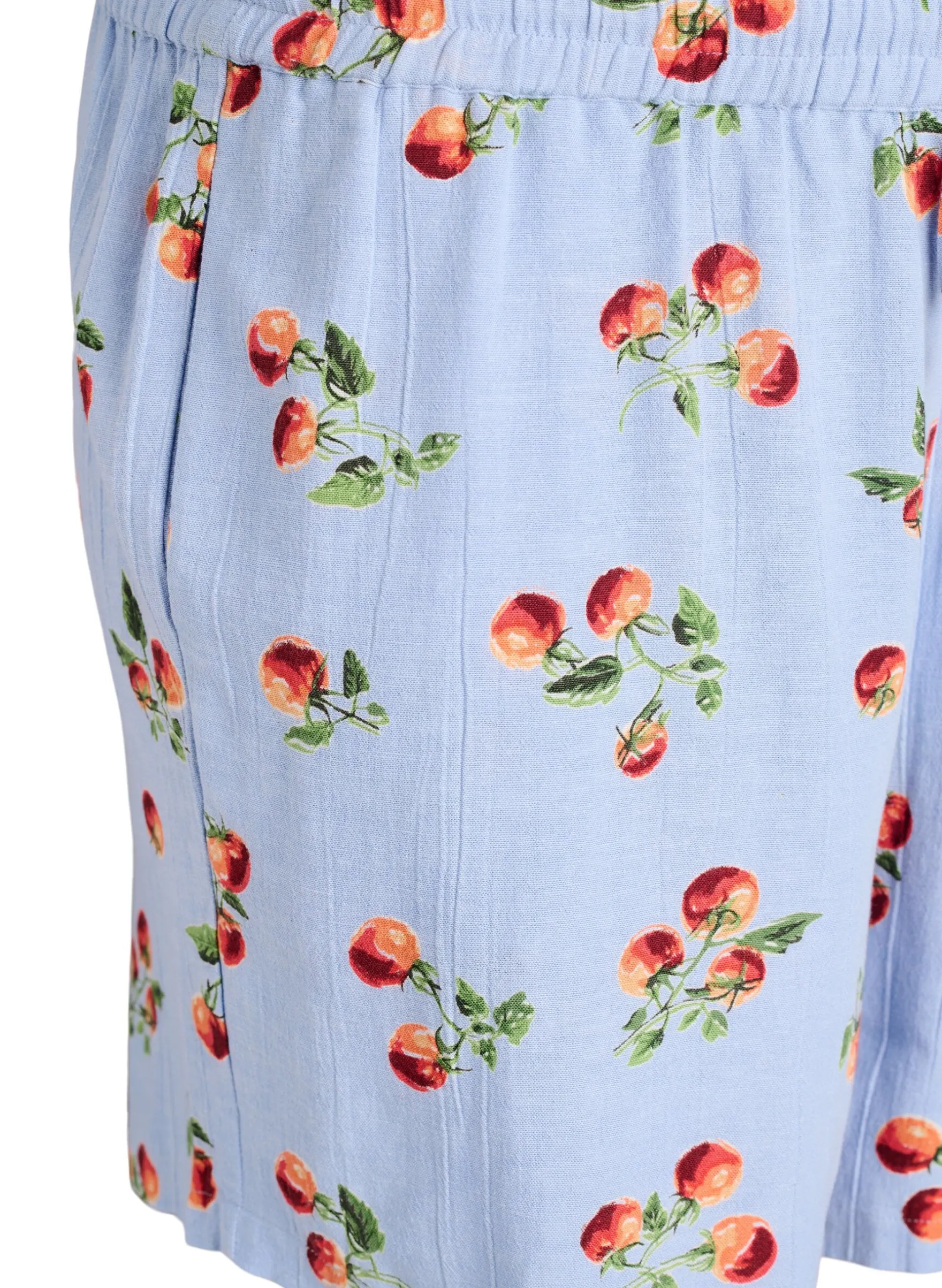 Shorts aus Baumwolle mit Tomaten-Print und hoher Taille