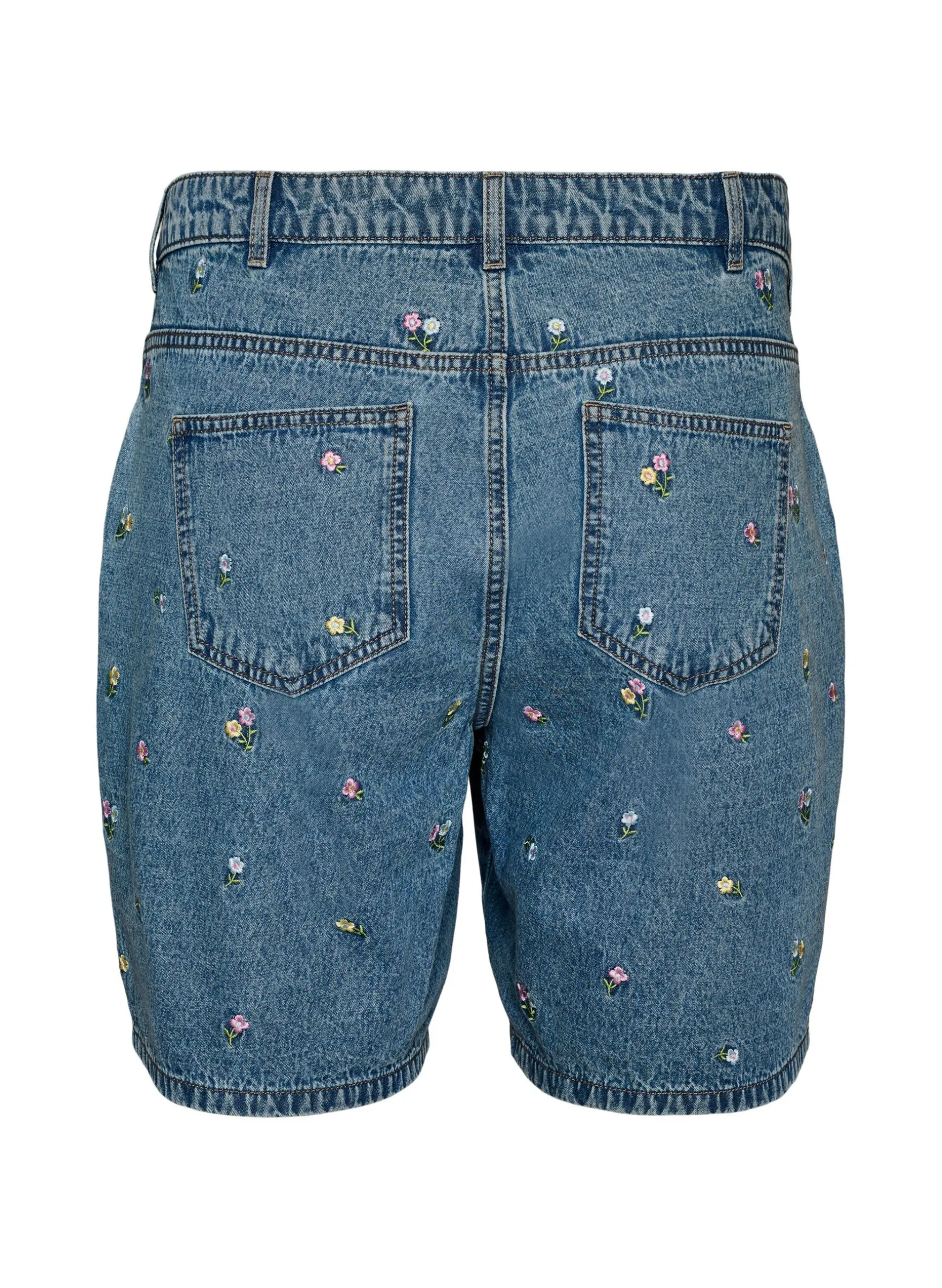 Shorts aus Denim mit bestickten Blumen