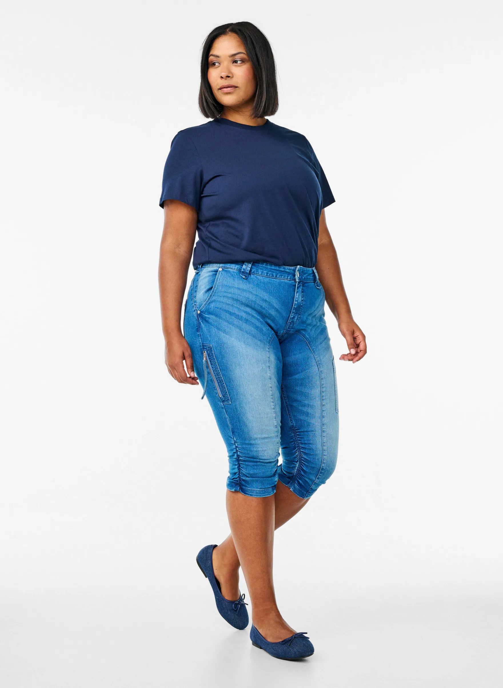 Slim Fit Capri-Jeans mit Taschen