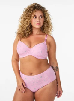 Slip aus Mikrofaser mit Mesh und Blumenstickerei
