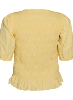 Smockbluse mit Rüschensaum und U-Boot-Ausschnitt