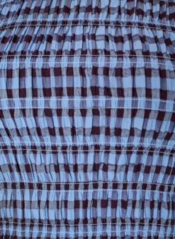 Smockbluse mit Vichy-Karo und Rüschensaum