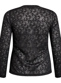 Spitzenbluse mit Rundhalsausschnitt und Slim Fit
