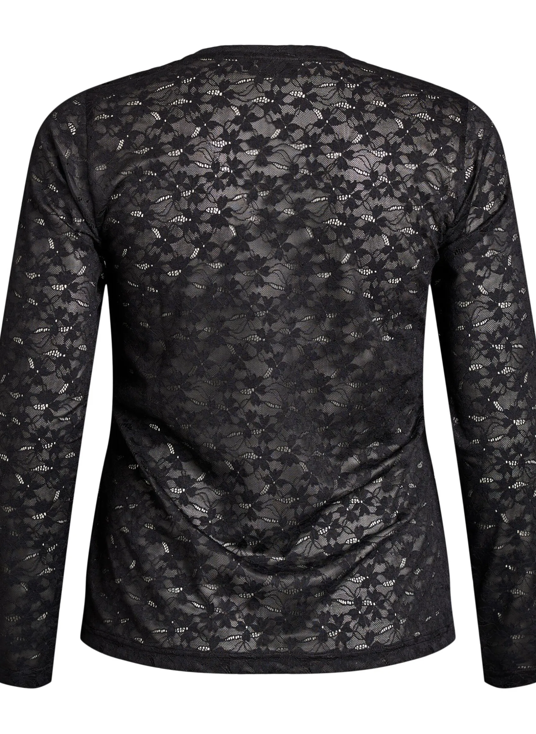 Spitzenbluse mit Rundhalsausschnitt und Slim Fit
