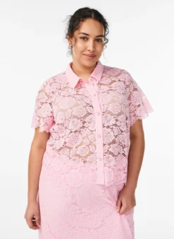 Spitzen blusenshirt mit perlenknöpfen