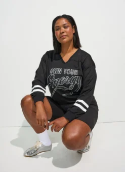 Sportliches Top aus Mesh mit Textprint