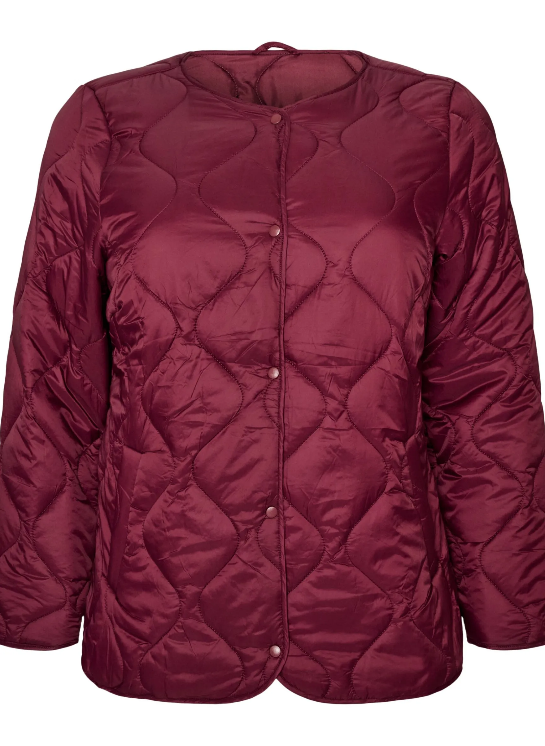Steppjacke mit Druckknöpfen und Rundhalsausschnitt