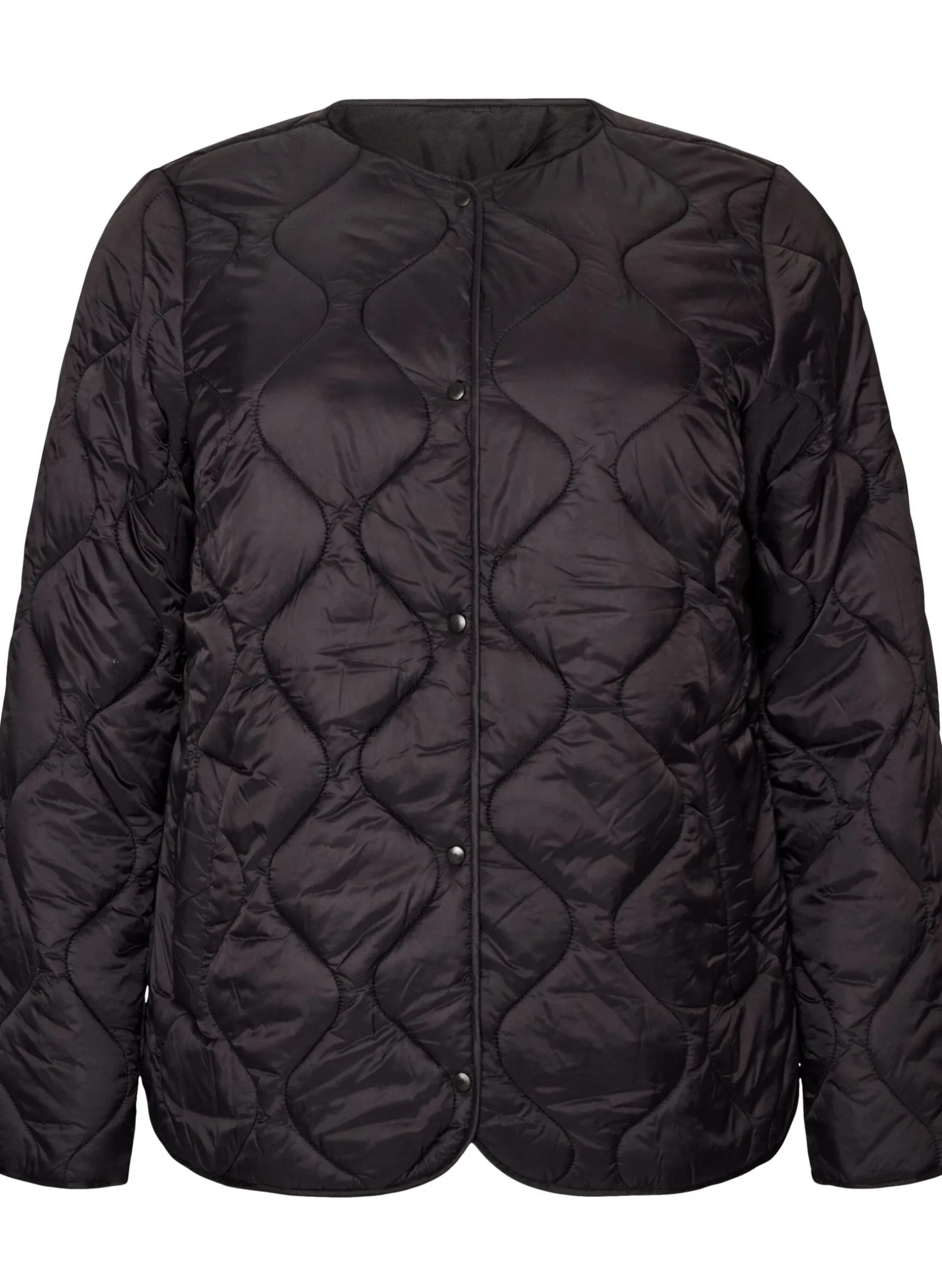 Steppjacke mit Druckknöpfen und Rundhalsausschnitt