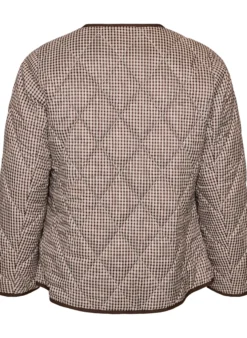 Steppjacke mit kleinem Karomuster und Kontrastbesatz