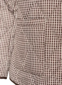 Steppjacke mit kleinem Karomuster und Kontrastbesatz