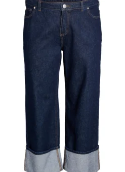 Straight-Fit-Jeans mit weitem Bein und Umschlag