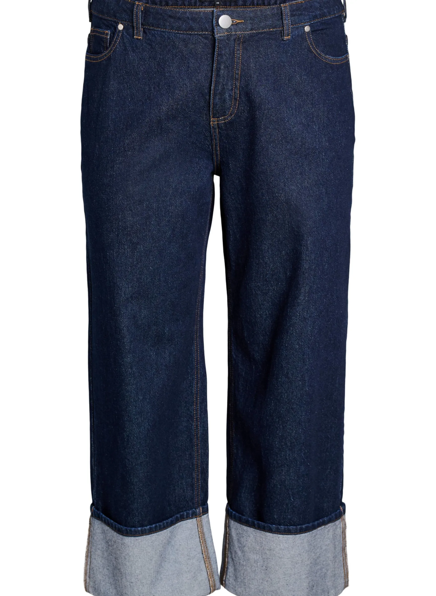 Straight-Fit-Jeans mit weitem Bein und Umschlag