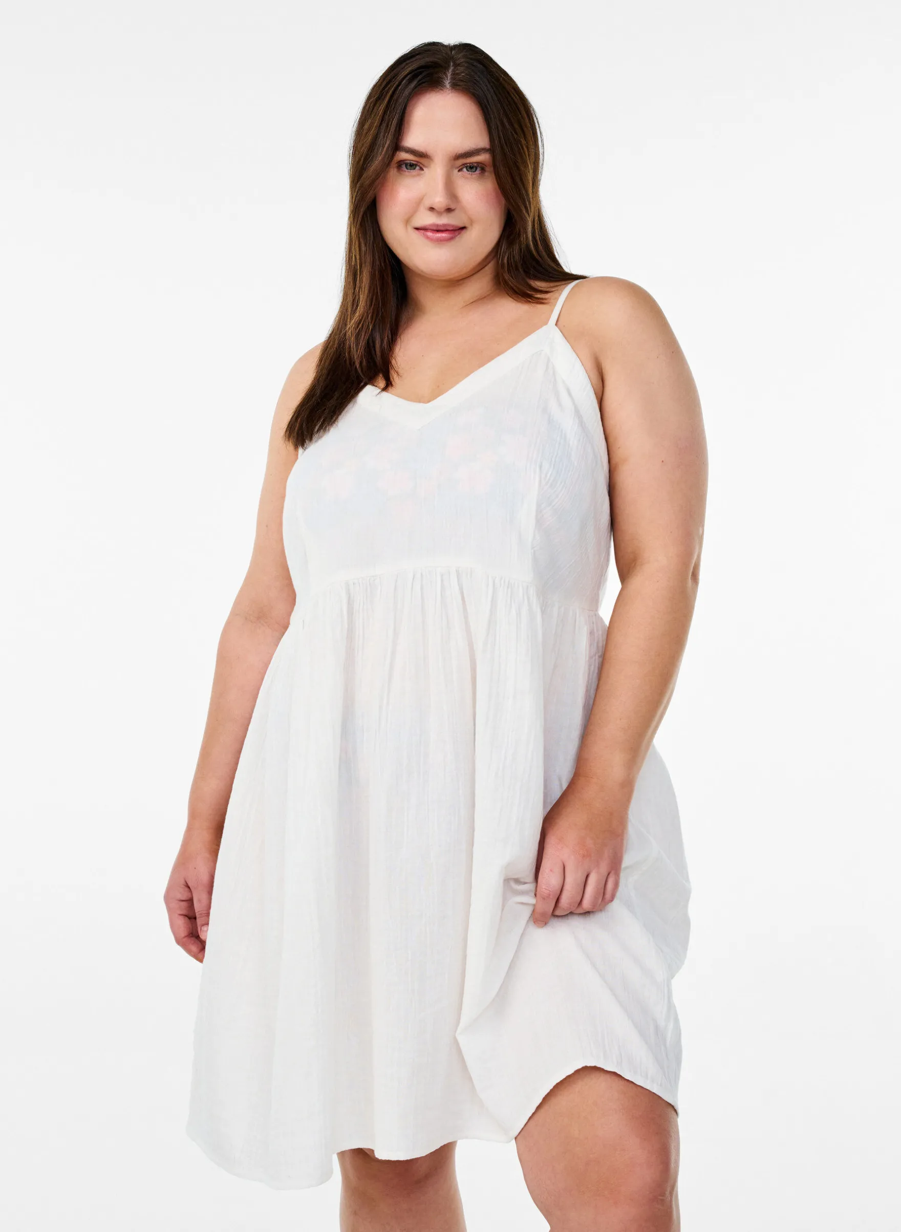 Strandkleid aus Baumwolle mit schmalen Trägern
