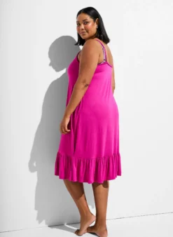 Strandkleid aus Viskose mit geflochtenen Trägern