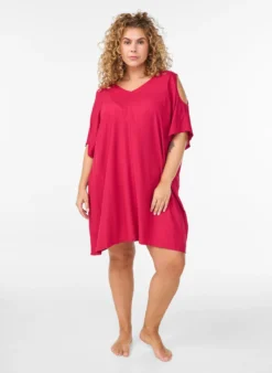Strandkleid aus Viskose mit Schulterdetail