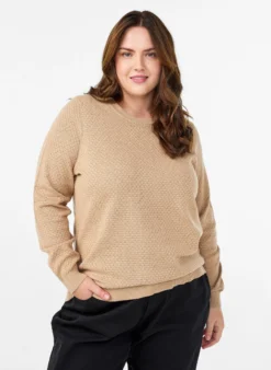 Strickbluse aus Baumwolle mit Strukturmuster