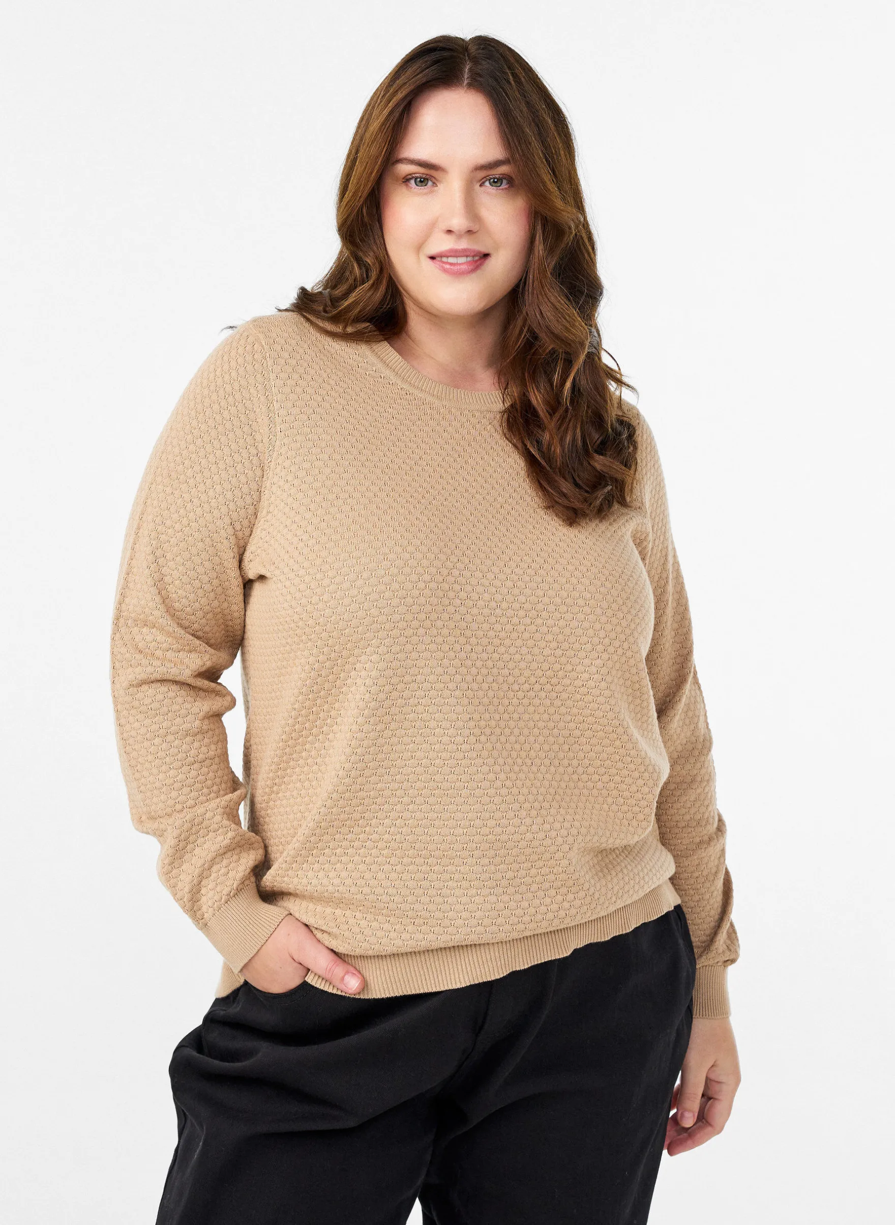 Strickbluse aus Baumwolle mit Strukturmuster