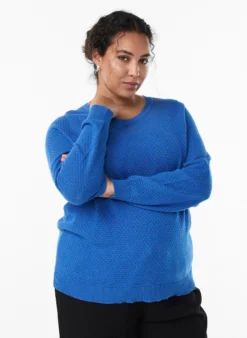 Strickbluse aus Baumwolle mit Strukturmuster