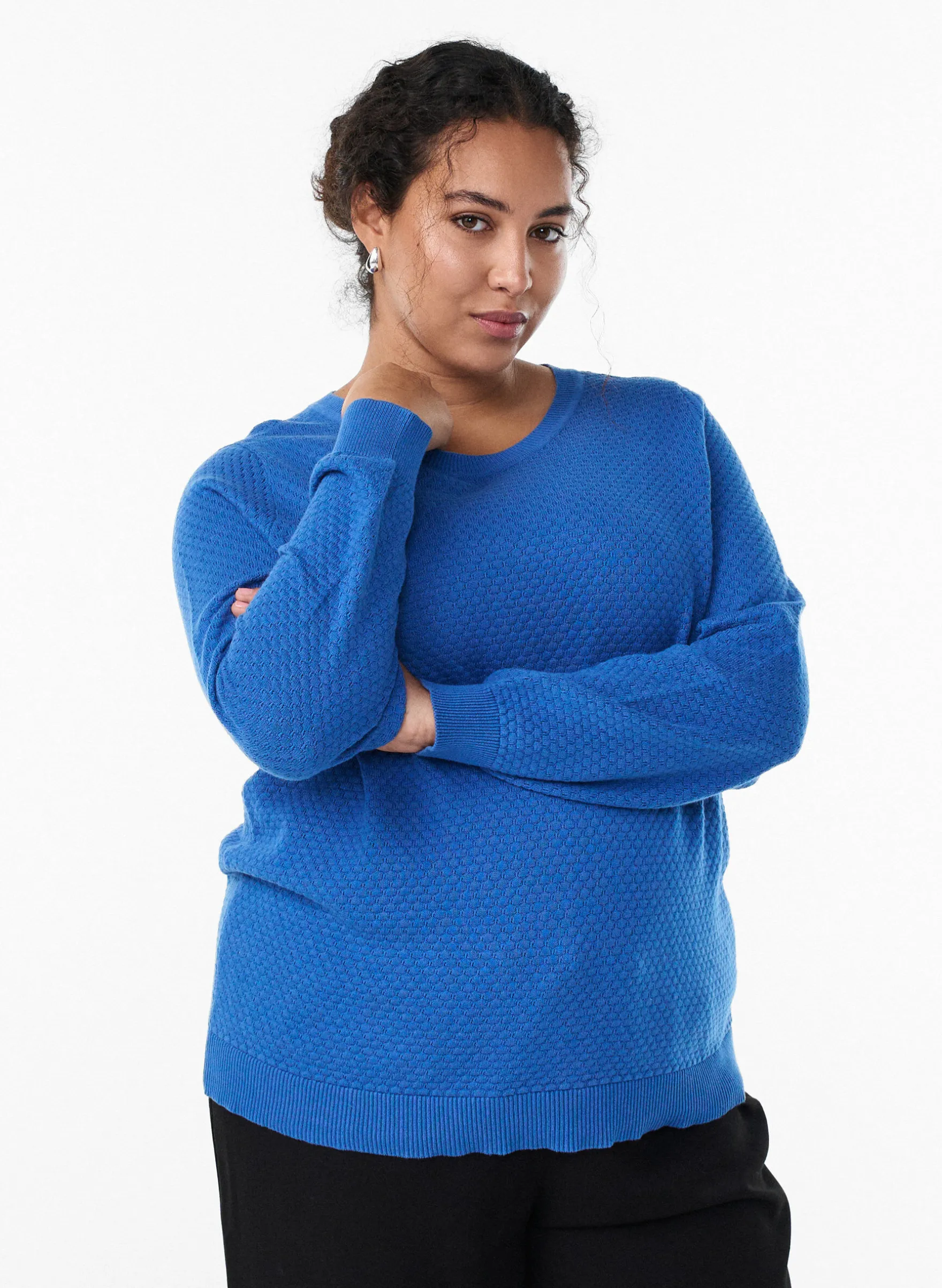 Strickbluse aus Baumwolle mit Strukturmuster